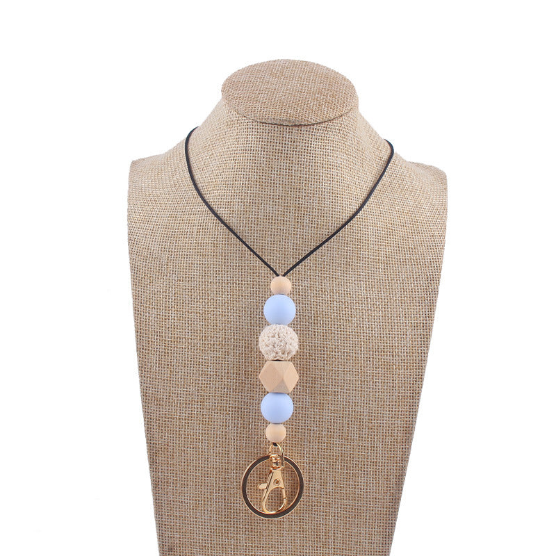 Wholesale Silicone Beaded Lanyard ID Keychain